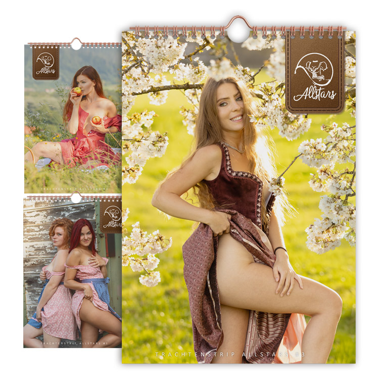 Bavarian Beauty Marina nackt im Dirndl mit Pferd